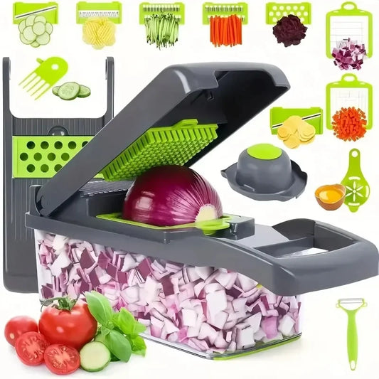 Multifunctional Vegetable Chopper & Slicer with Handle 14 in 1